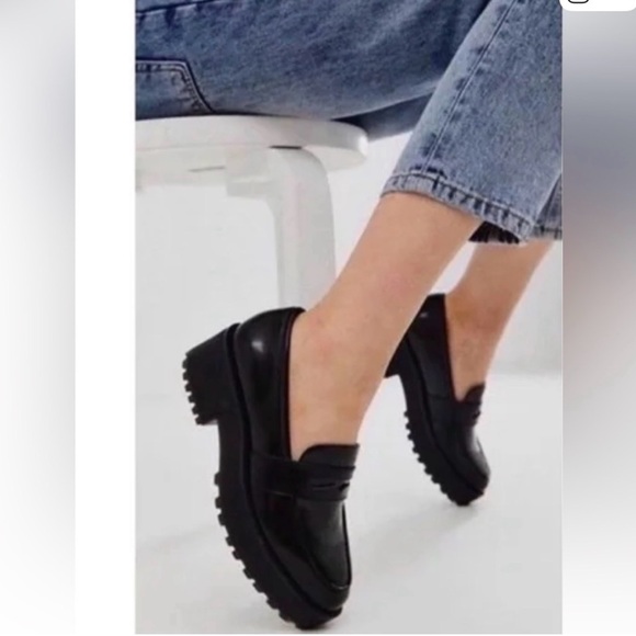 Sincerly Jules Shoes - Sincerly Jules Black Chunky Lug Penny Loafers